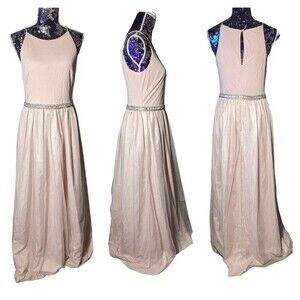 Goddess Maxi Old Money Gown Aidan Mattox Champagne Glam Size 10 NWT Ethereal